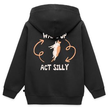Wake Up Act Silly Cat - Wake Up Act Silly Cat Kids - Kids Premium Organic Zip-up Hoodie - black - Back - AI Model Kid Male (0cm)