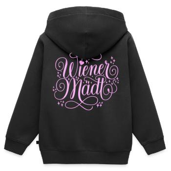 Wiener Mädl - Kinder Premium Organic Zip Hoodie - Schwarz - Hinten - AI Model Kid Male (0cm)