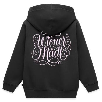 Wiener Mädl - Kinder Premium Organic Zip Hoodie - Schwarz - Hinten - AI Model Kid Male (0cm)
