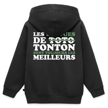 Meilleurs tontons cadeau pour tonton drôle - Sweat Premium à capuche zippé enfant bio - noir - Dos - AI Model Kid Male (0cm)