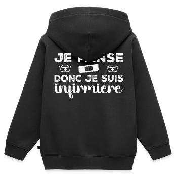 Je Panse Donc Je Suis Infirmière - Sweat Premium à capuche zippé enfant bio - noir - Dos - AI Model Kid Male (0cm)