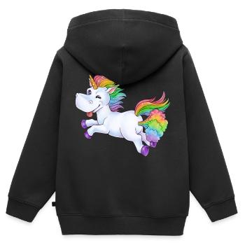 Einhorn Pups Furz Regenbogen Unicorn Rainbow Wolke - Kinder Premium Organic Zip Hoodie - Schwarz - Hinten - AI Model Kid Male (0cm)