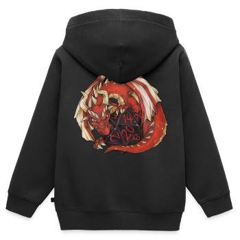 Drache Dragon mit D20 Würfel Dice Rollplay game - Kinder Premium Organic Zip Hoodie - Schwarz - Hinten - AI Model Kid Male (0cm)