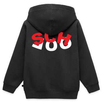 École Minimalisme - Sweat Premium à capuche zippé enfant bio - noir - Dos - AI Model Kid Male (0cm)
