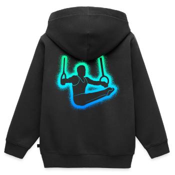 Gymnastics Gymnastics Ring Gymnastics Children Men Gymnastics - Kids Premium Organic Zip-up Hoodie - black - Back - AI Model Kid Male (0cm)