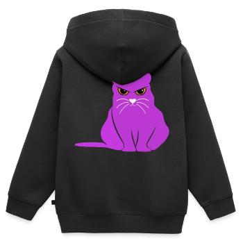 Fat CAT fetter Kater Galahad Histoire - Sweat Premium à capuche zippé enfant bio - noir - Dos - AI Model Kid Male (0cm)
