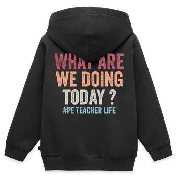 Was machen wir heute - Sportlehrer Leben lustig - Kinder Premium Organic Zip Hoodie - Schwarz - Hinten - AI Model Kid Male (0cm)