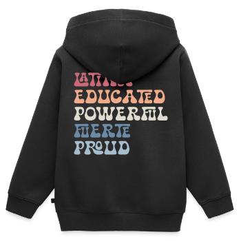Latina Educated Powerful Fuerte Proud Feminist - Sweat Premium à capuche zippé enfant bio - noir - Dos - AI Model Kid Male (0cm)