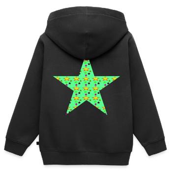 Star with stars - Kids Premium Organic Zip-up Hoodie - black - Back - AI Model Kid Male (0cm)