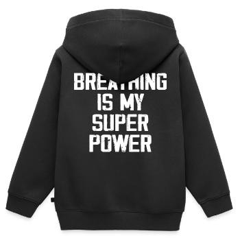 Atmen ist meine Superkraft - Lustig - Kinder Premium Organic Zip Hoodie - Schwarz - Hinten - AI Model Kid Male (0cm)