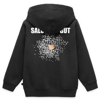 Pyro Salut tut gut - Kinder Premium Organic Zip Hoodie - Schwarz - Hinten - AI Model Kid Male (0cm)