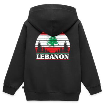 Libanon - Kinder Premium Organic Zip Hoodie - Schwarz - Hinten - AI Model Kid Male (0cm)