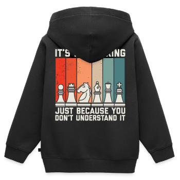 Schach - Kinder Premium Organic Zip Hoodie - Schwarz - Hinten - AI Model Kid Male (0cm)