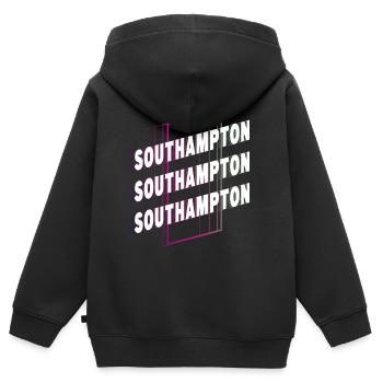 Southampton Angleterre UK City Font Skyline - Sweat Premium à capuche zippé enfant bio - noir - Dos - AI Model Kid Male (0cm)