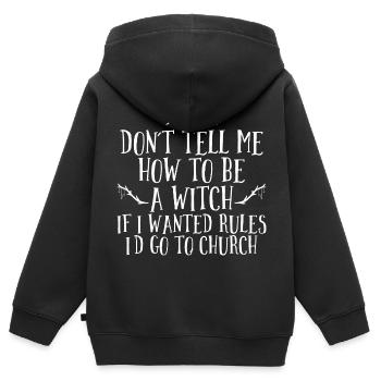 Sorcières - Sweat Premium à capuche zippé enfant bio - noir - Dos - AI Model Kid Male (0cm)
