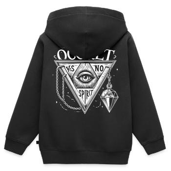 Okkultes Geist Logo JA Gold NEIN Pendel - Kinder Premium Organic Zip Hoodie - Schwarz - Hinten - AI Model Kid Male (0cm)