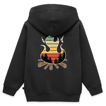 Feu de camp - Sweat Premium à capuche zippé enfant bio - noir - Dos - AI Model Kid Male (0cm)