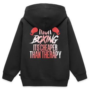Kickboxing Kickboxing - Sweat Premium à capuche zippé enfant bio - noir - Dos - AI Model Kid Male (0cm)