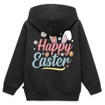 Joyeuses Pâques - Sweat Premium à capuche zippé enfant bio - noir - Dos - AI Model Kid Male (0cm)