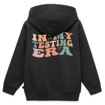 In My Testing Era Funny Testing Teacher - Kids Premium Organic Zip-up Hoodie - black - Back - AI Model Kid Male (0cm)