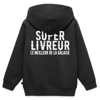 Super Lieferbote, lustiger Geschenklieferfahrer - Kinder Premium Organic Zip Hoodie - Schwarz - Hinten - AI Model Kid Male (0cm)
