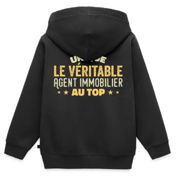 Der Immobilienmakler an der Spitze - Kinder Premium Organic Zip Hoodie - Schwarz - Hinten - AI Model Kid Male (0cm)