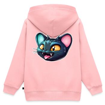 Drôle de visage de chat extraterrestre - Sweat Premium à capuche zippé enfant bio - rose - Dos - AI Model Kid Female (0cm)