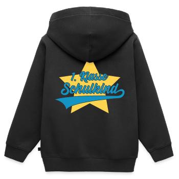 EINSCHULUNG 1. KLASSE SCHULKIND - Kinder Premium Organic Zip Hoodie - Schwarz - Hinten - AI Model Kid Male (0cm)