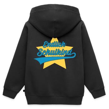 EINSCHULUNG SCHULE ENDLICH SCHULKIND - Kinder Premium Organic Zip Hoodie - Schwarz - Hinten - AI Model Kid Male (0cm)