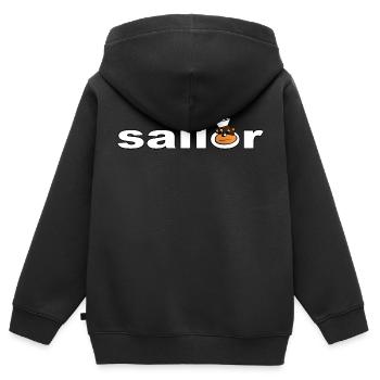 SAILOR - Kinder Premium Organic Zip Hoodie - Schwarz - Hinten - AI Model Kid Male (0cm)