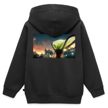 Futuristic Venus flytrap - Kids Premium Organic Zip-up Hoodie - black - Back - AI Model Kid Male (0cm)