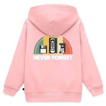 Never Forget Retro Vintage - Kinder Premium Organic Zip Hoodie - Rosa - Hinten - AI Model Kid Female (0cm)