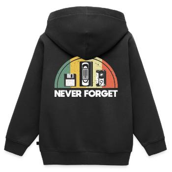 Never Forget Retro Vintage - Kids Premium Organic Zip-up Hoodie - black - Back - AI Model Kid Male (0cm)