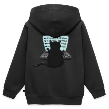lustige Katze Teenager - Kinder Premium Organic Zip Hoodie - Schwarz - Hinten - AI Model Kid Male (0cm)