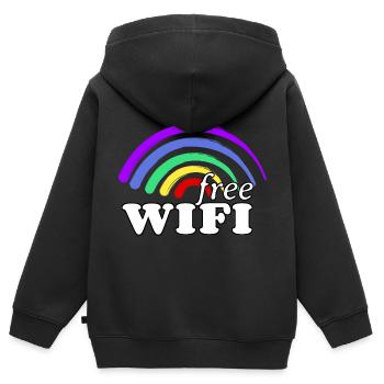Kostenloses Regenbogen WiFi - Free Rainbow WiFi - Kinder Premium Organic Zip Hoodie - Schwarz - Hinten - AI Model Kid Male (0cm)