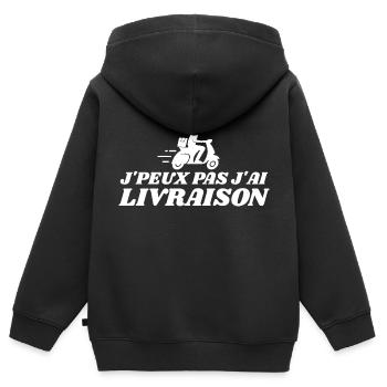 Ich kann keine Lieferung bekommen – Lieferjungen-Geschenk - Kinder Premium Organic Zip Hoodie - Schwarz - Hinten - AI Model Kid Male (0cm)