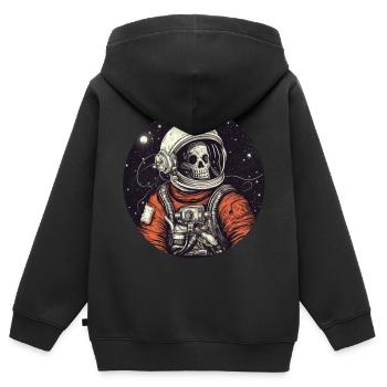 Gruseliges Skelett als Astronaut - Kinder Premium Organic Zip Hoodie - Schwarz - Hinten - AI Model Kid Male (0cm)