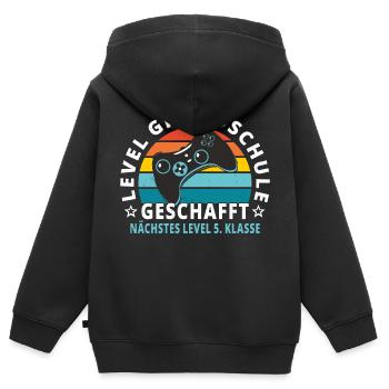 Grundschule Abschluss Level Grundschule Geschafft - Kinder Premium Organic Zip Hoodie - Schwarz - Hinten - AI Model Kid Male (0cm)