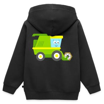 Moissonneuses-batteuses Camion de récolte Machine agricole - Sweat Premium à capuche zippé enfant bio - noir - Dos - AI Model Kid Male (0cm)