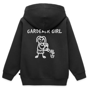 Gärtner Blume Blumenbeet - Kinder Premium Organic Zip Hoodie - Schwarz - Hinten - AI Model Kid Male (0cm)
