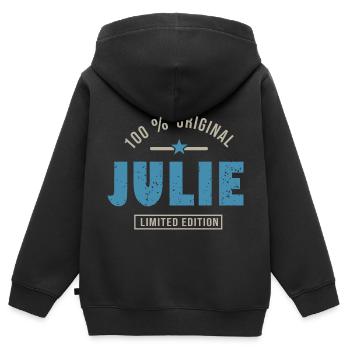 JULIE T-Shirt personalisierte Name Geschenk Julie - Kinder Premium Organic Zip Hoodie - Schwarz - Hinten - AI Model Kid Male (0cm)