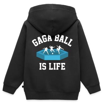Gaga Ball Ist Life Sports Champion - Kinder Premium Organic Zip Hoodie - Schwarz - Hinten - AI Model Kid Male (0cm)