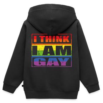 Ich glaube ich bin schwul - Kinder Premium Organic Zip Hoodie - Schwarz - Hinten - AI Model Kid Male (0cm)