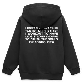I Don't Workout To Be Cute Or Petite - Workout - Sweat Premium à capuche zippé enfant bio - noir - Dos - AI Model Kid Male (0cm)
