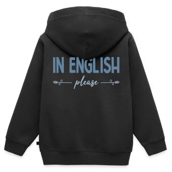 Auf Englisch unterrichten Sie bitte Englisch Business Humor - Kinder Premium Organic Zip Hoodie - Schwarz - Hinten - AI Model Kid Male (0cm)