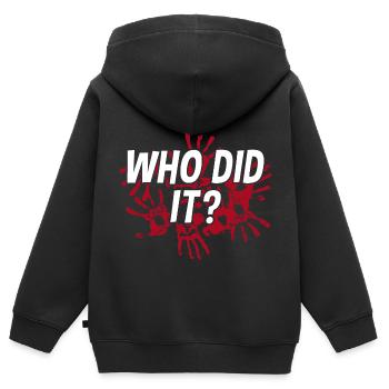 Qui a fait ça? Scène de crime crime fête indice jeu d’indice - Sweat Premium à capuche zippé enfant bio - noir - Dos - AI Model Kid Male (0cm)