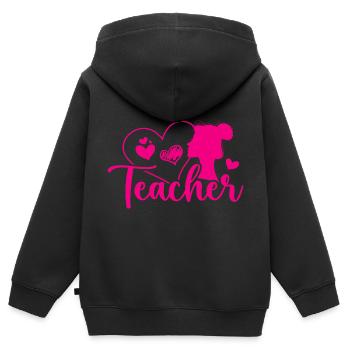 Lehrer Retro Niedliches Lehrerdesign - Kinder Premium Organic Zip Hoodie - Schwarz - Hinten - AI Model Kid Male (0cm)