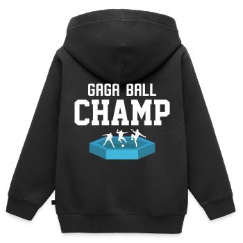Gaga Ball Champ Gewinnt Jedes Spiel - Kinder Premium Organic Zip Hoodie - Schwarz - Hinten - AI Model Kid Male (0cm)