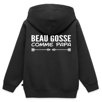 Hübsch wie Papa - Kinder Premium Organic Zip Hoodie - Schwarz - Hinten - AI Model Kid Male (0cm)