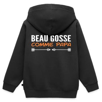 Hübsch wie Papa - Kinder Premium Organic Zip Hoodie - Schwarz - Hinten - AI Model Kid Male (0cm)